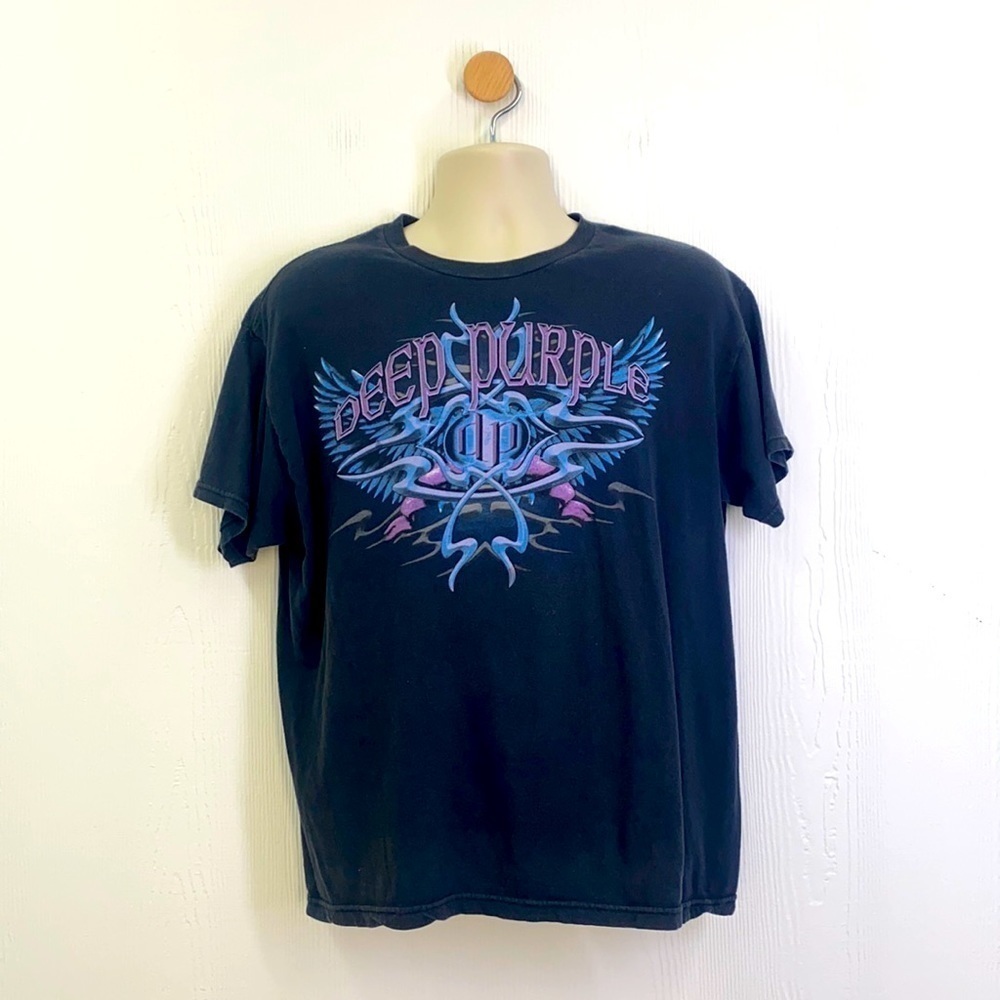 Quail Hollow - Vintage Deep Purple Band Shirt in Black and Purple Size XL